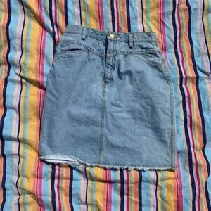 Y2k Denim Skirt with Fringe by Liz Claiborne LizWear Size 10 100% Cotton